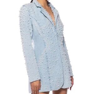 Denim Pearl Blazer Dress